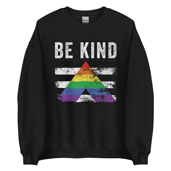 Be Kind Straight Ally - Distressed LGBTQIA2S+ Sweatshirt