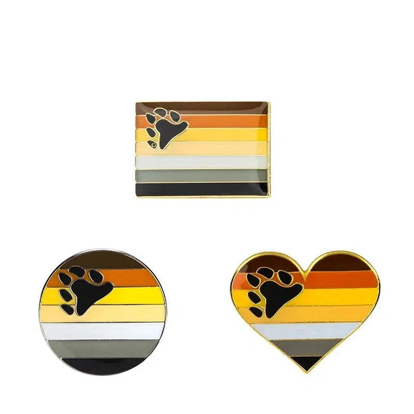 Bear Pride Flag Lapel Pins - LGBTQIA2S+ Enamel Pin Flag