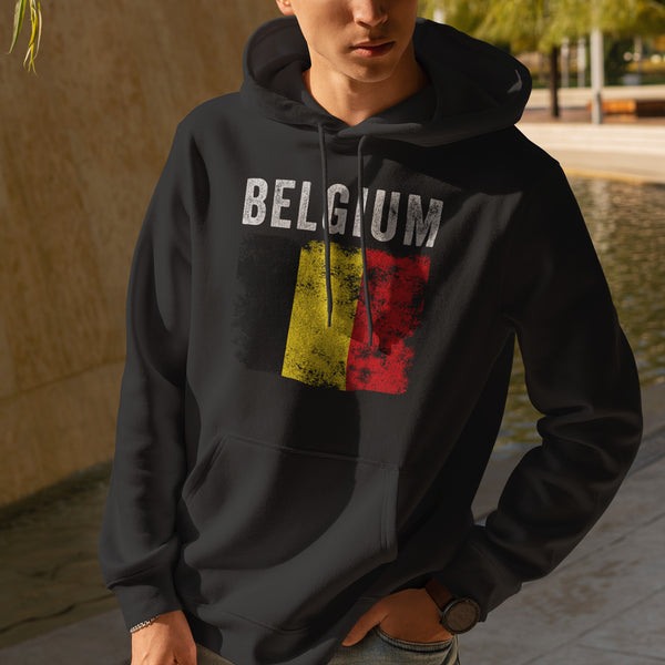 Belgium Flag Distressed - Belgian Flag Hoodie
