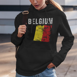 Belgium Flag Distressed - Belgian Flag Hoodie