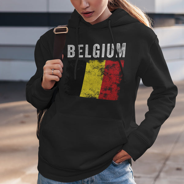 Belgium Flag Distressed - Belgian Flag Hoodie
