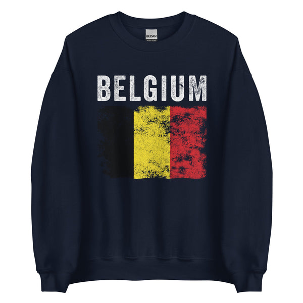 Belgium Flag Distressed - Belgian Flag Sweatshirt