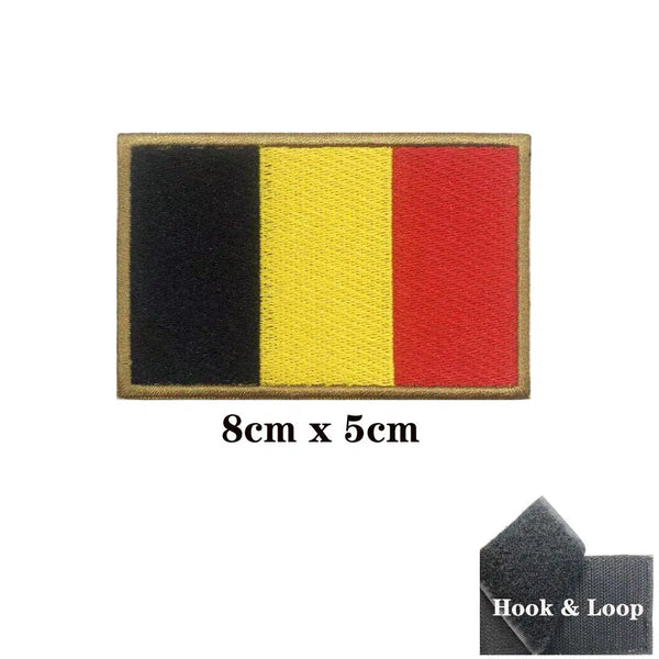 Belgium Flag Patch - Iron On/Hook & Loop Patch