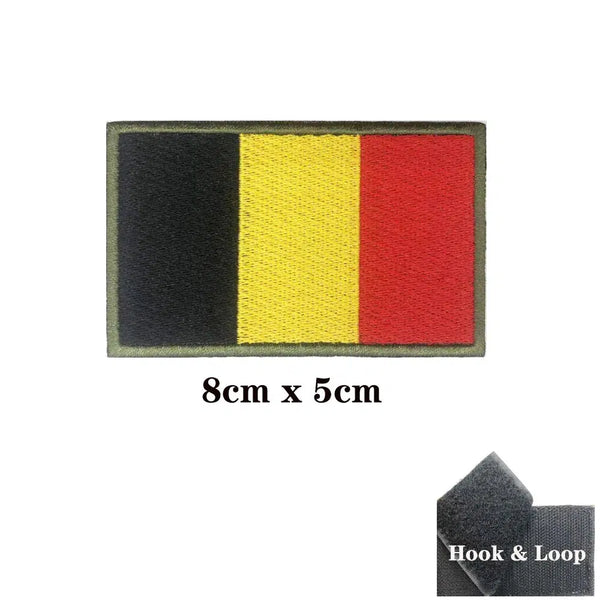 Belgium Flag Patch - Iron On/Hook & Loop Patch