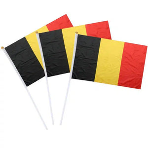 Belgium Flag on Stick - Small Handheld Flag (50/100Pcs)