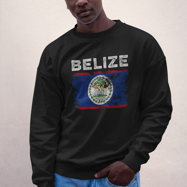 Belize Flag Distressed - Belizean Flag Sweatshirt