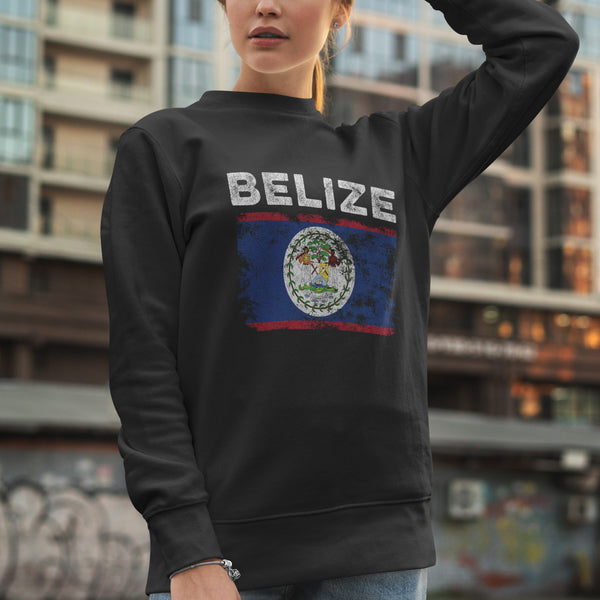 Belize Flag Distressed - Belizean Flag Sweatshirt