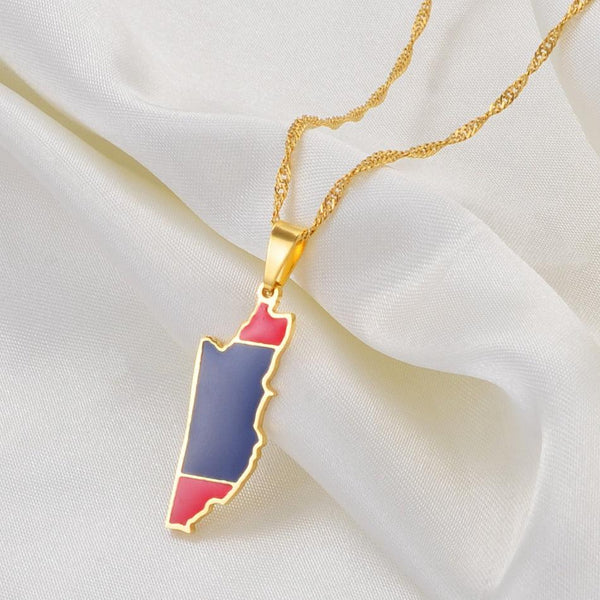 Belize Flag Map Necklace