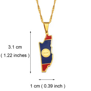 Belize Flag Map Necklace