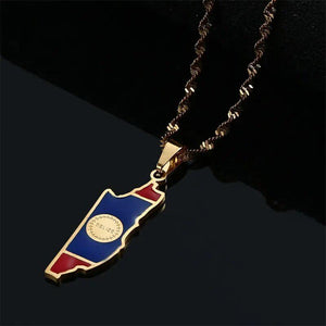 Belize Flag Map Necklace