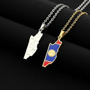 Belize Flag Map Necklace