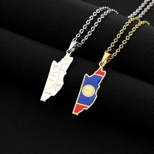 Belize Flag Map Necklace