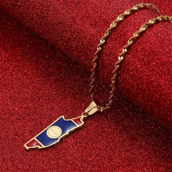 Belize Flag Map Necklace