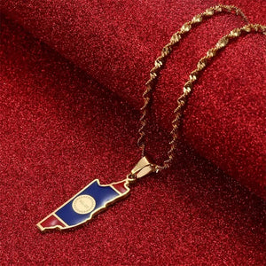 Belize Flag Map Necklace