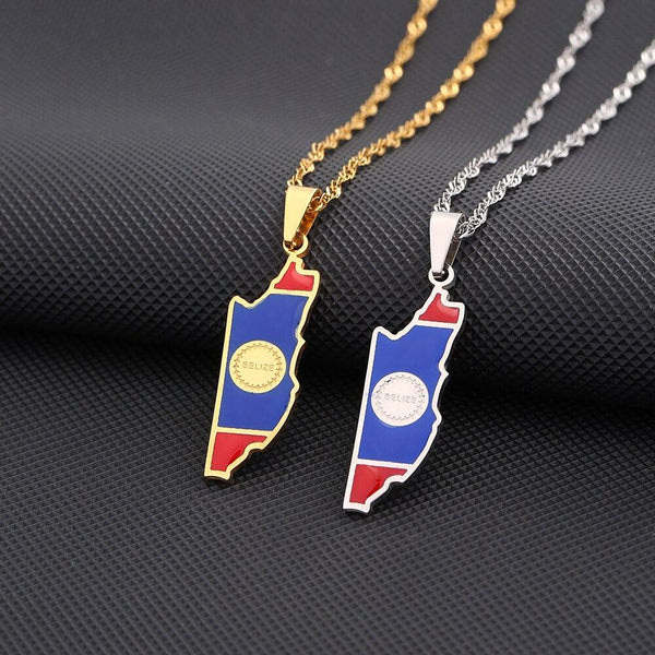 Belize Flag Map Necklace