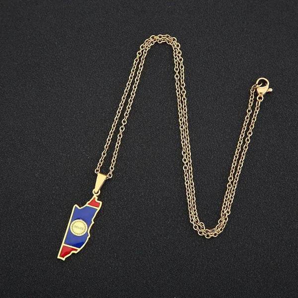 Belize Flag Map Necklace