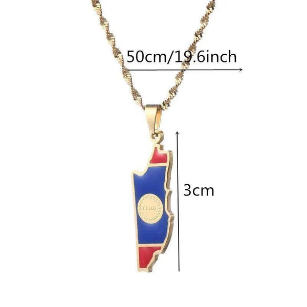 Belize Flag Map Necklace