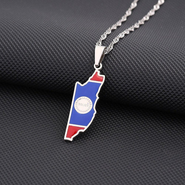 Belize Flag Map Necklace