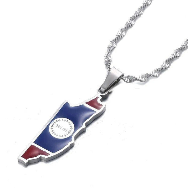 Belize Flag Map Necklace