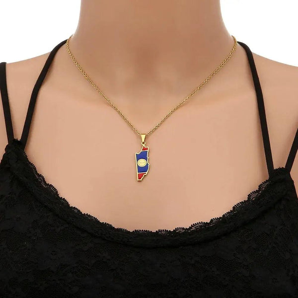 Belize Flag Map Necklace
