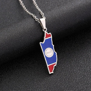 Belize Flag Map Necklace