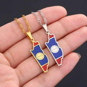 Belize Flag Map Necklace