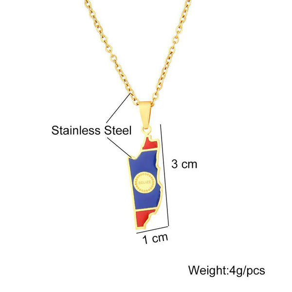 Belize Flag Map Necklace