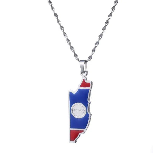 Belize Flag Map Necklace