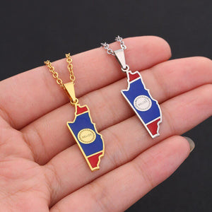 Belize Flag Map Necklace