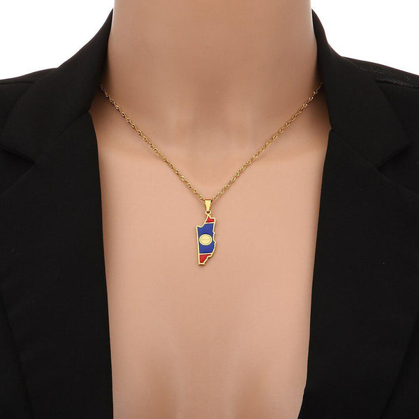 Belize Flag Map Necklace