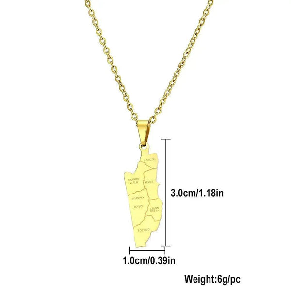 Belize Flag Map Necklace