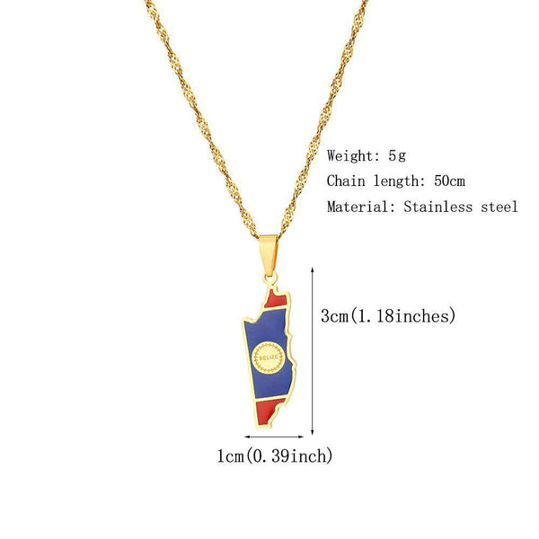 Belize Flag Map Necklace