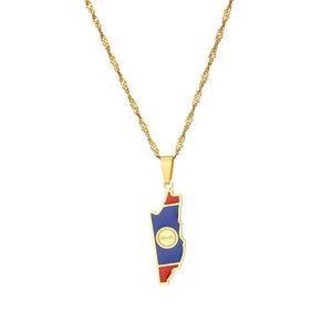 Belize Flag Map Necklace