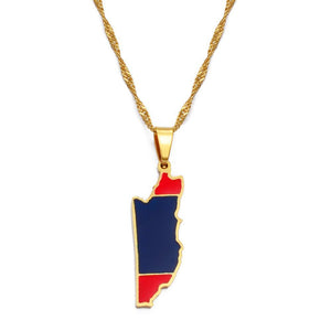 Belize Flag Map Necklace