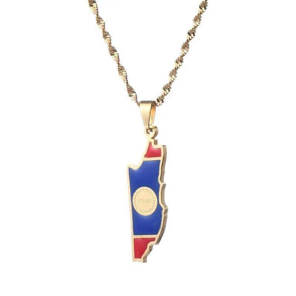 Belize Flag Map Necklace