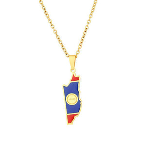 Belize Flag Map Necklace