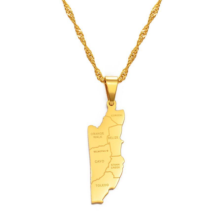 Belize Map Necklace