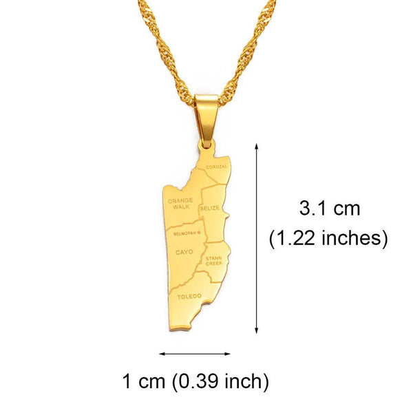 Belize Map Necklace