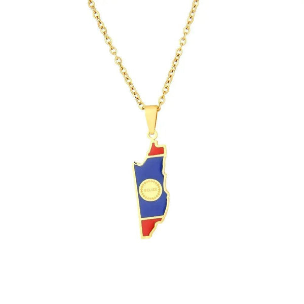 Belize Flag Map Necklace