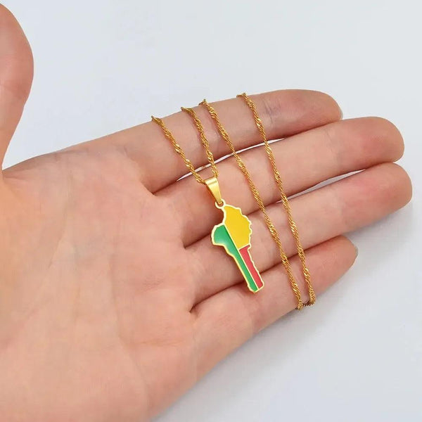 Benin Flag Map Necklace