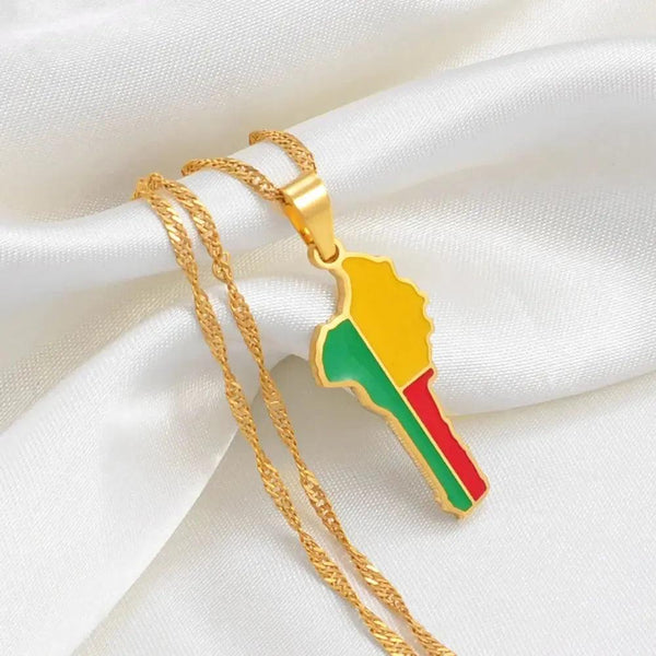 Benin Flag Map Necklace