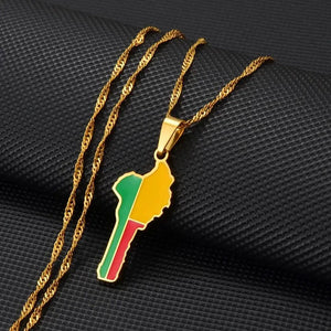 Benin Flag Map Necklace
