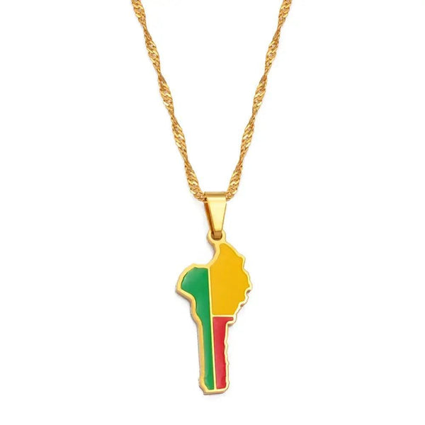 Benin Flag Map Necklace