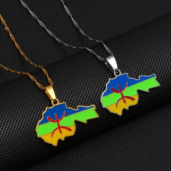 Berber Flag Map Necklace