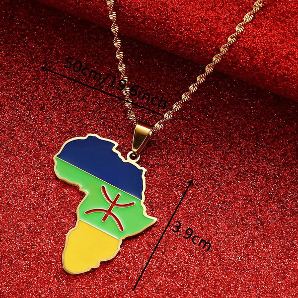 Berber Flag Map Necklace