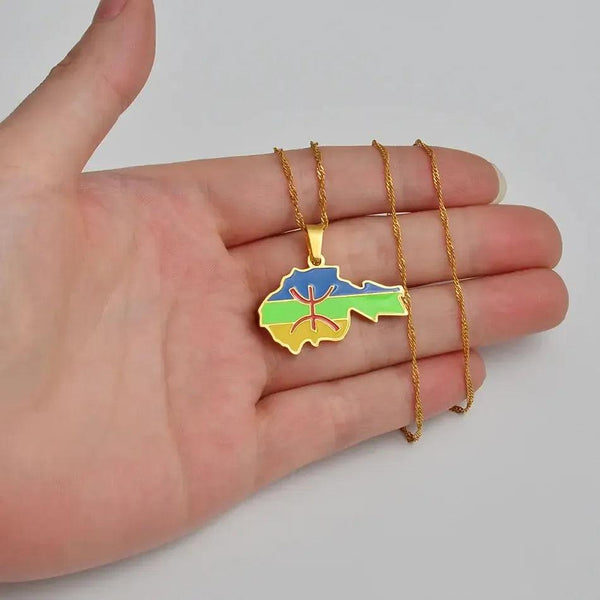 Berber Flag Map Necklace