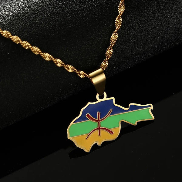 Berber Flag Map Necklace