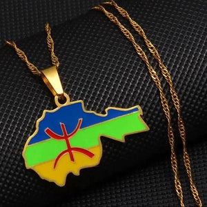 Berber Flag Map Necklace