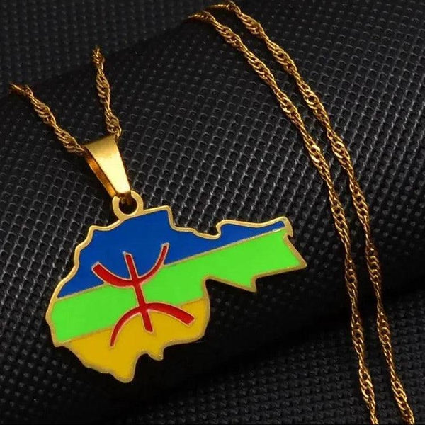 Berber Flag Map Necklace