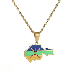 Berber Flag Map Necklace